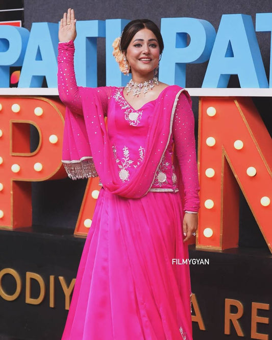 Pure Heavy Chinnon Silk With *Heavy Embroidery Sequence Work* With Full Embroidery Sleeve