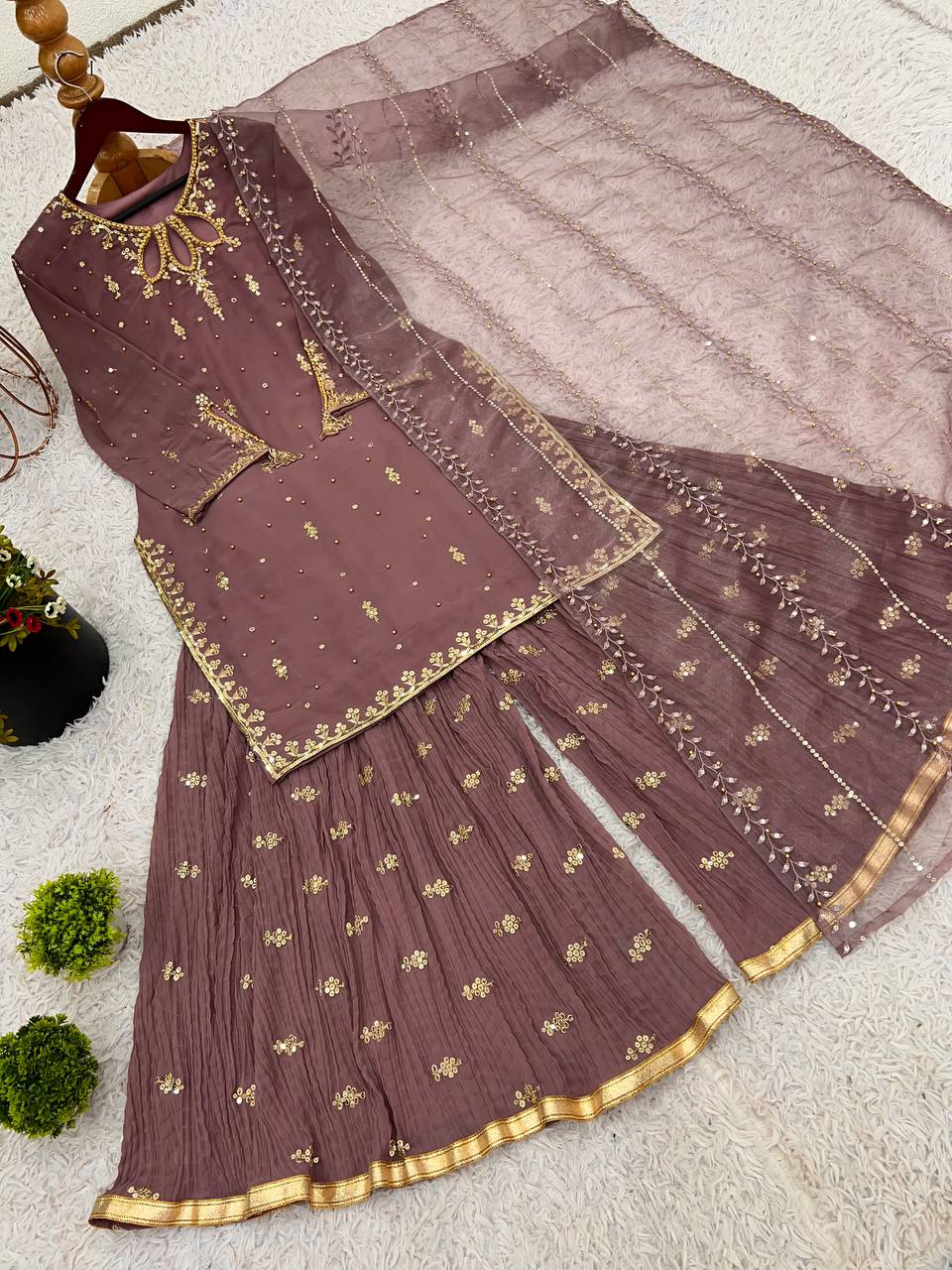 Heavy Faux Georgette With Embroidery Sequence Work