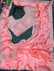 Super Trending Embroidery saree with Embroidery Blouse