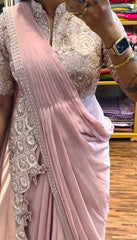 Super Trending Embroidery saree with full koti