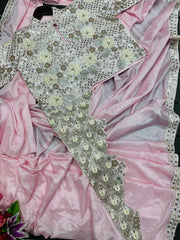 Super Trending Embroidery saree with full koti