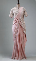 Super Trending Embroidery saree with full koti