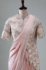 Super Trending Embroidery saree with full koti