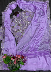 Super Trending Embroidery saree with full koti