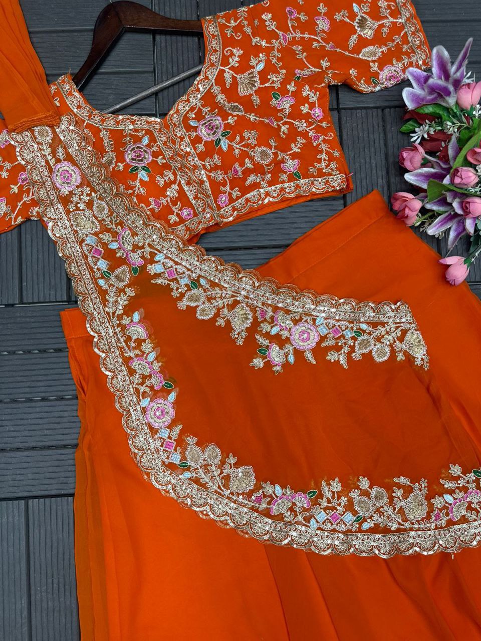 Crunshi Embroidery Work Lehenga Choli