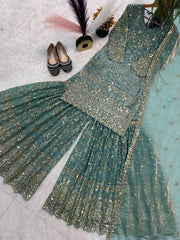 Launching New Designer Party Wear Look Top , Sharara Plazzo and Dupatta*