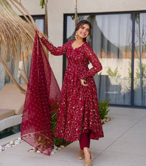 Heavy Faux Georgette With Embroidery Sequence Work With Fully Flair