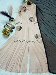 Pure Heavy Roman Silk With Full Sleeve  Suit