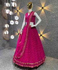Embroidered Attractive Party Wear Silk Lehenga choli has a Regular-fit and is Made From High-Grade Fabrics And Yarn.
