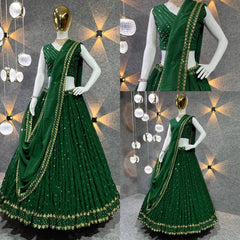 Embroidered Attractive Party Wear Silk Lehenga choli has a Regular-fit and is Made From High-Grade Fabrics And Yarn.