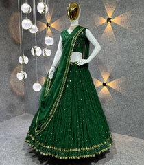 Embroidered Attractive Party Wear Silk Lehenga choli has a Regular-fit and is Made From High-Grade Fabrics And Yarn.