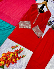 NEW ĐĚSIGNER PARTY WEAR FARSI TOP AND SALVAR . WITH FANCY DUPPATA AND EMBROIDERY WORK*