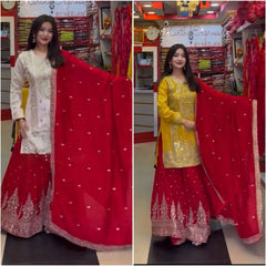 Pure Heavy Georgette With &nbsp;Embroidery Sequence Work