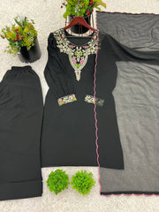 New Designer Party Wear Look Top-Plazzo and Dupatta With Heavy Embroidery Work