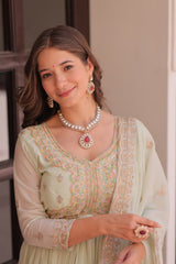 Star Georgette With Beads &amp; Sequins Multi Embroidered work Gown