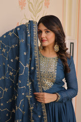 Star Georgette with Zari &amp; Sequins Embroidered work Gown
