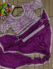 New Super Trending Embroidery work saree with Embroidery Blouse*