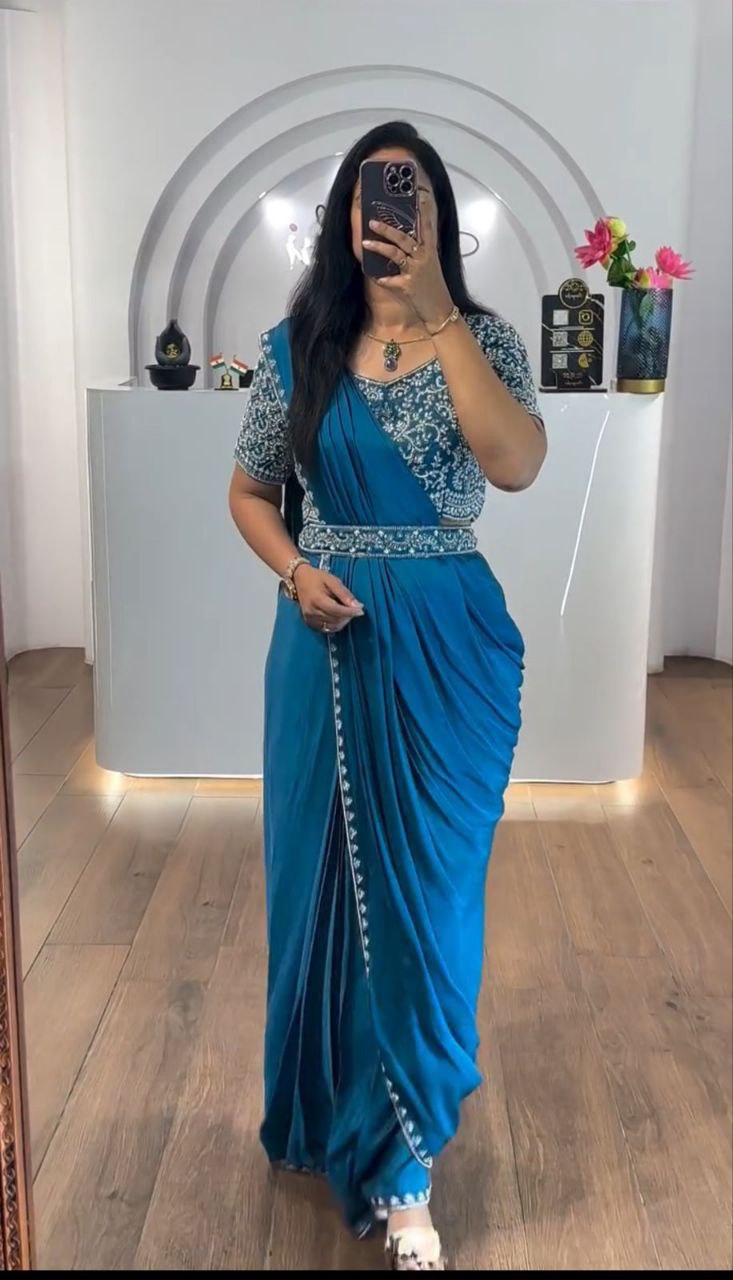 New Super Trending Embroidery work saree with Embroidery Blouse*