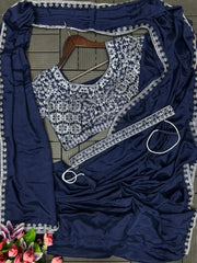 New Super Trending Embroidery work saree with Embroidery Blouse*