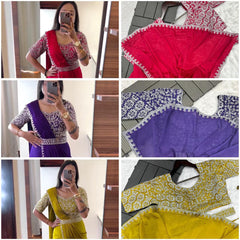 New Super Trending Embroidery work saree with Embroidery Blouse*