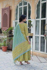 Soft Elegance – Pure Cotton Kurta Set with Dupatta - Vastra Gehna