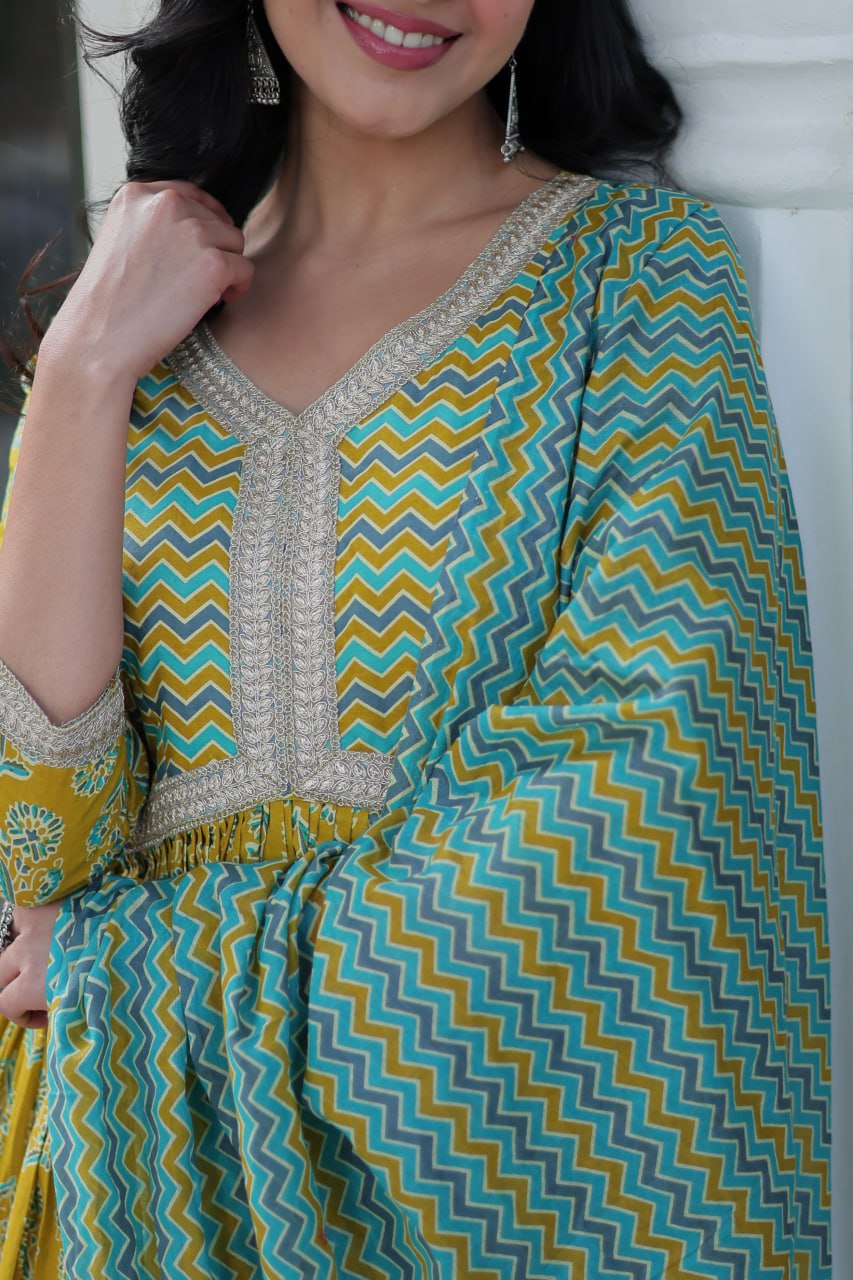Soft Elegance – Pure Cotton Kurta Set with Dupatta - Vastra Gehna