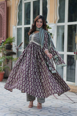 Soft Elegance – Pure Cotton Kurta Set with Dupatta - Vastra Gehna