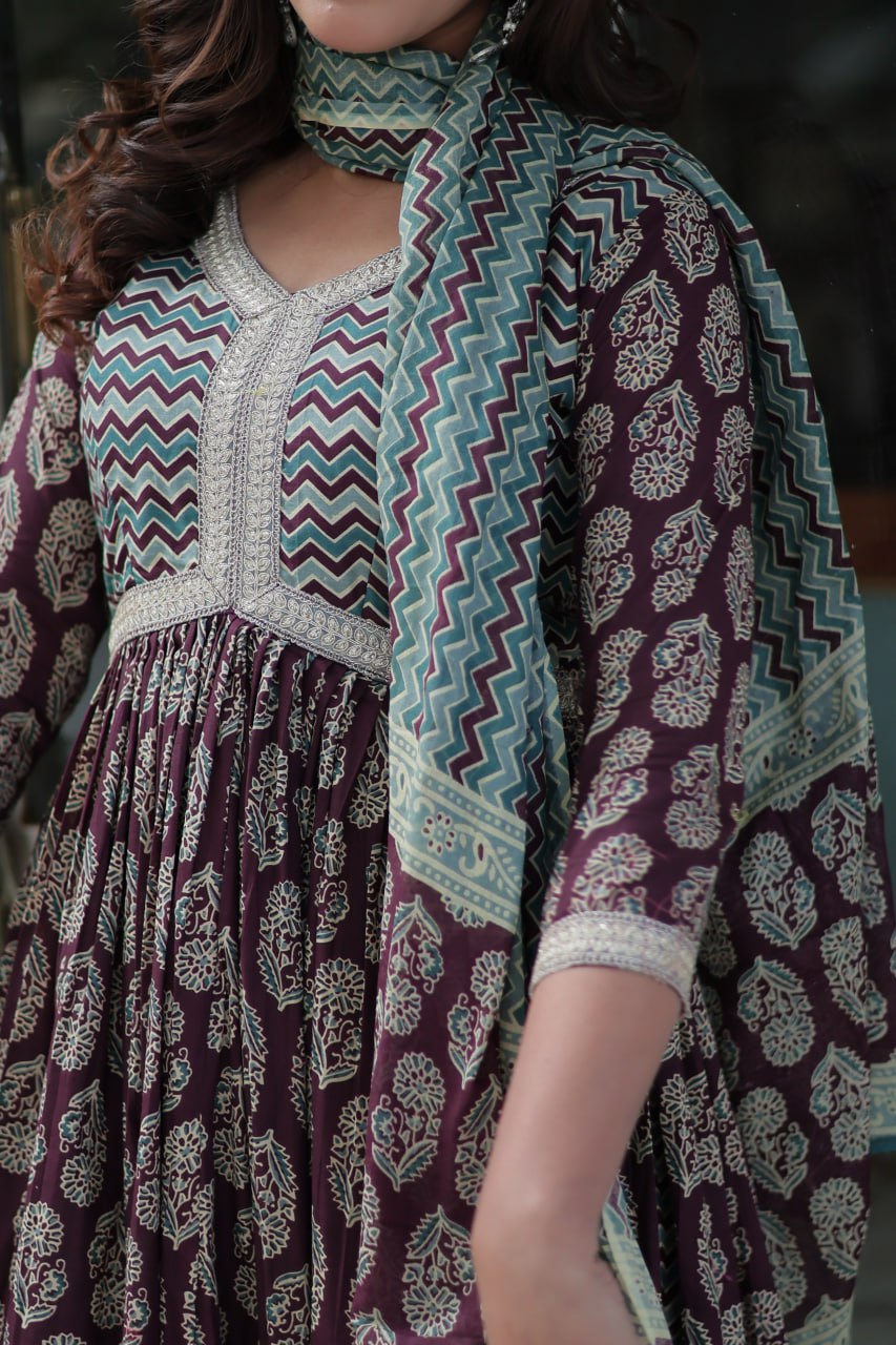 Soft Elegance – Pure Cotton Kurta Set with Dupatta - Vastra Gehna