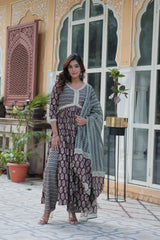 Soft Elegance – Pure Cotton Kurta Set with Dupatta - Vastra Gehna