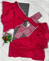 New Super Trending Embroidery work saree with Embroidery Blouse*