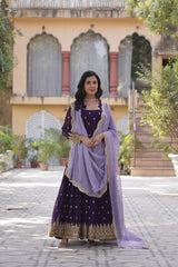 Graceful Faux Blooming Gown Set with Elegant Dupatta - Vastra Gehna