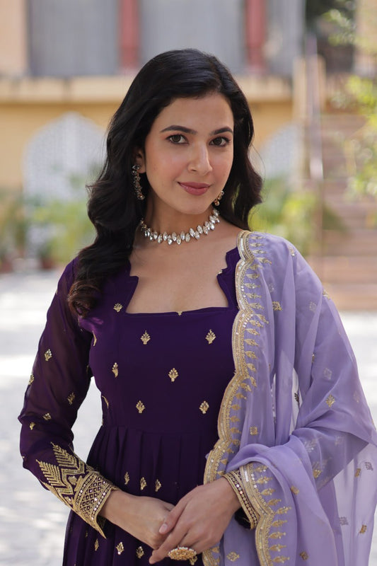 Graceful Faux Blooming Gown Set with Elegant Dupatta - Vastra Gehna