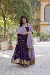 Graceful Faux Blooming Gown Set with Elegant Dupatta - Vastra Gehna