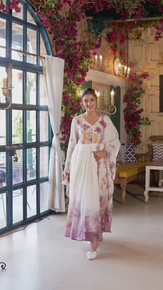 Tabby Organza With Embroidery Sequence Work With Fully Flair